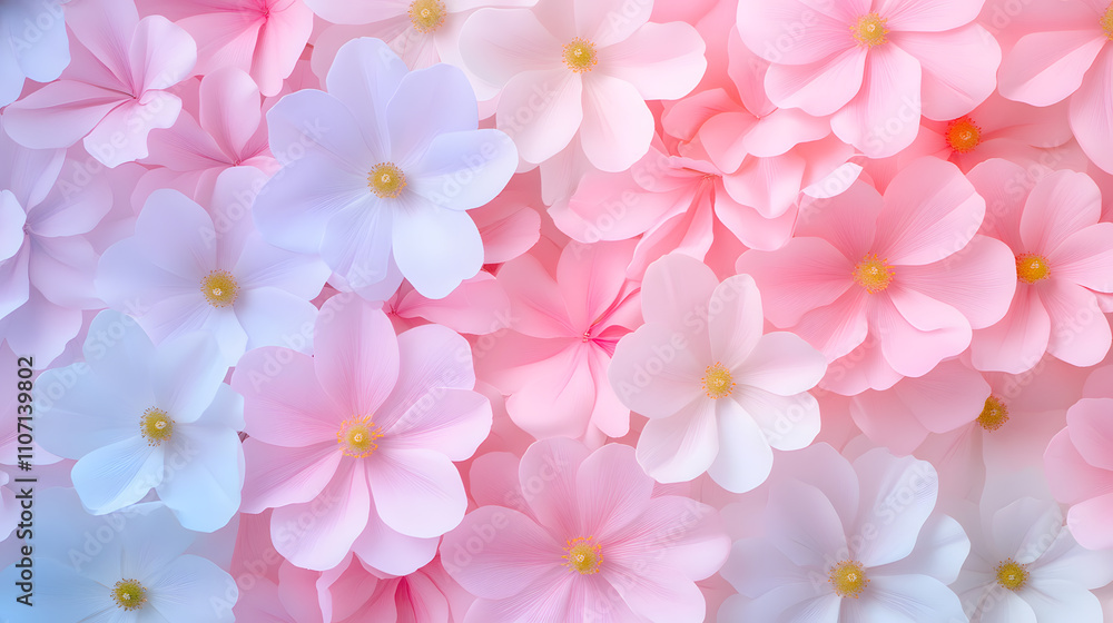 Fototapeta premium Natural floral patterns in a soft pastel arrangement nature background digital art close-up view serenity and beauty