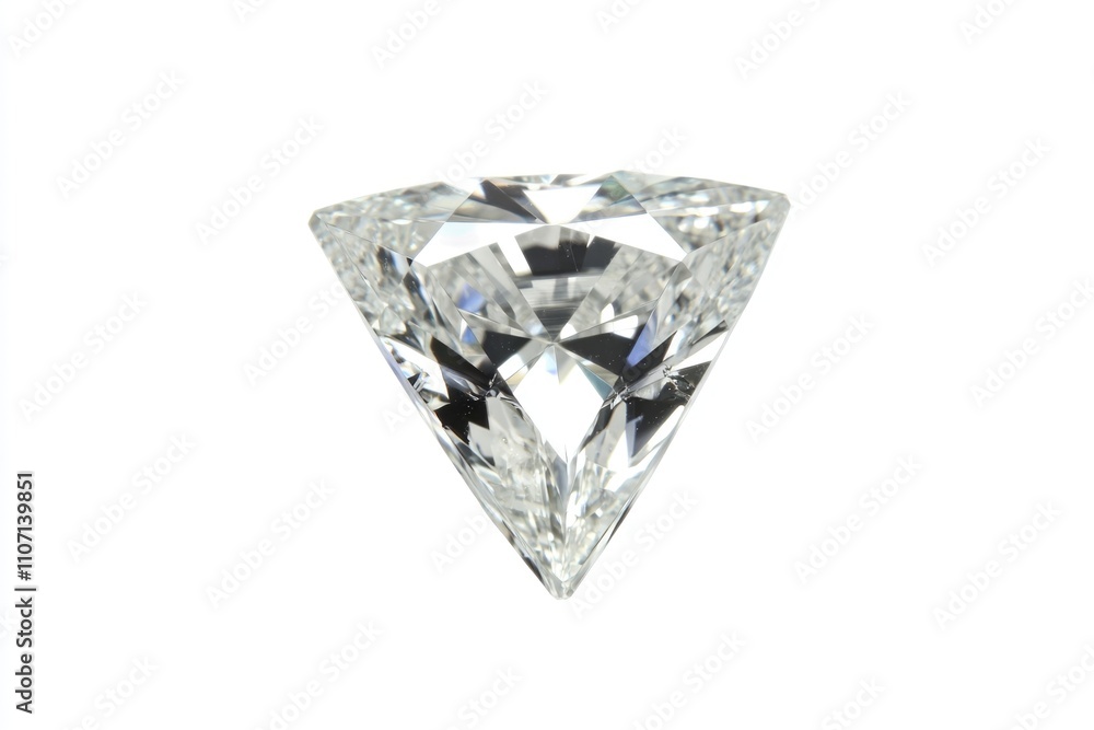 Triangular Brilliant Cut Diamond on White Background for Luxury and Jewelry Design Triangular Brilliant Cut Diamond on White Background for Luxury and Jewelry Design