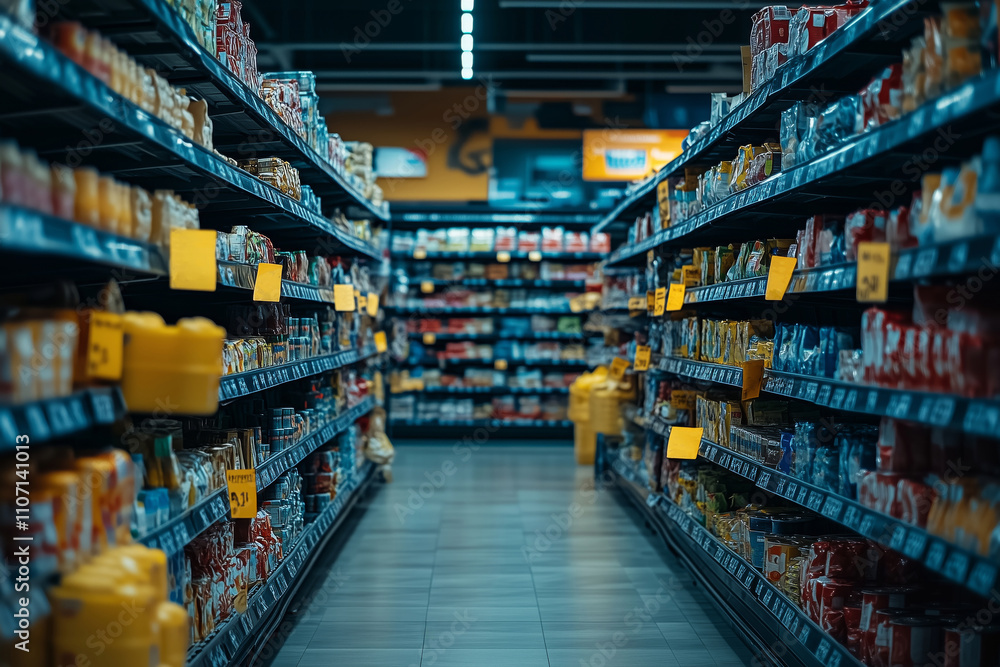 Empty supermarket aisle evokes feelings of scarcity and lost commerce Empty supermarket aisle evokes feelings of scarcity and lost commerce