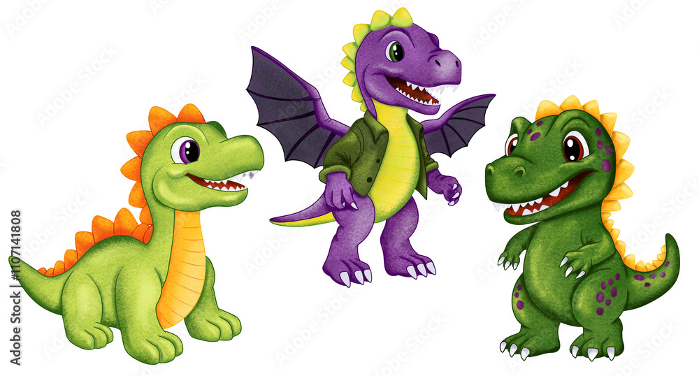 Fototapeta premium A vibrant birthday celebration with dinosaurs, a big cake, sweets, and colorful balloons, festive decorations for a kids' party, a fun atmosphere with balloons and delicious treats.