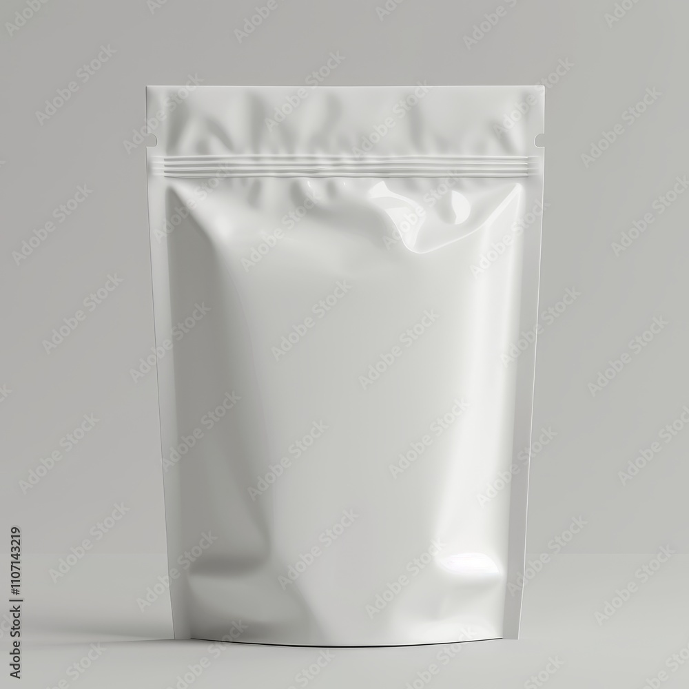 White stand-up pouch bag mockup isolated on grey background. White stand-up pouch bag mockup isolated on grey background.