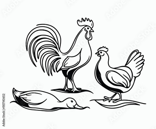 Simple and Clean Poultry Silhouettes Vector Template photo