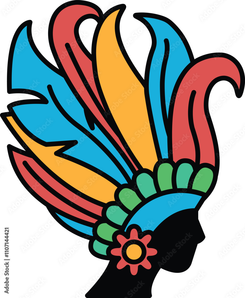 Obraz premium A colorful headdress with a flower on it