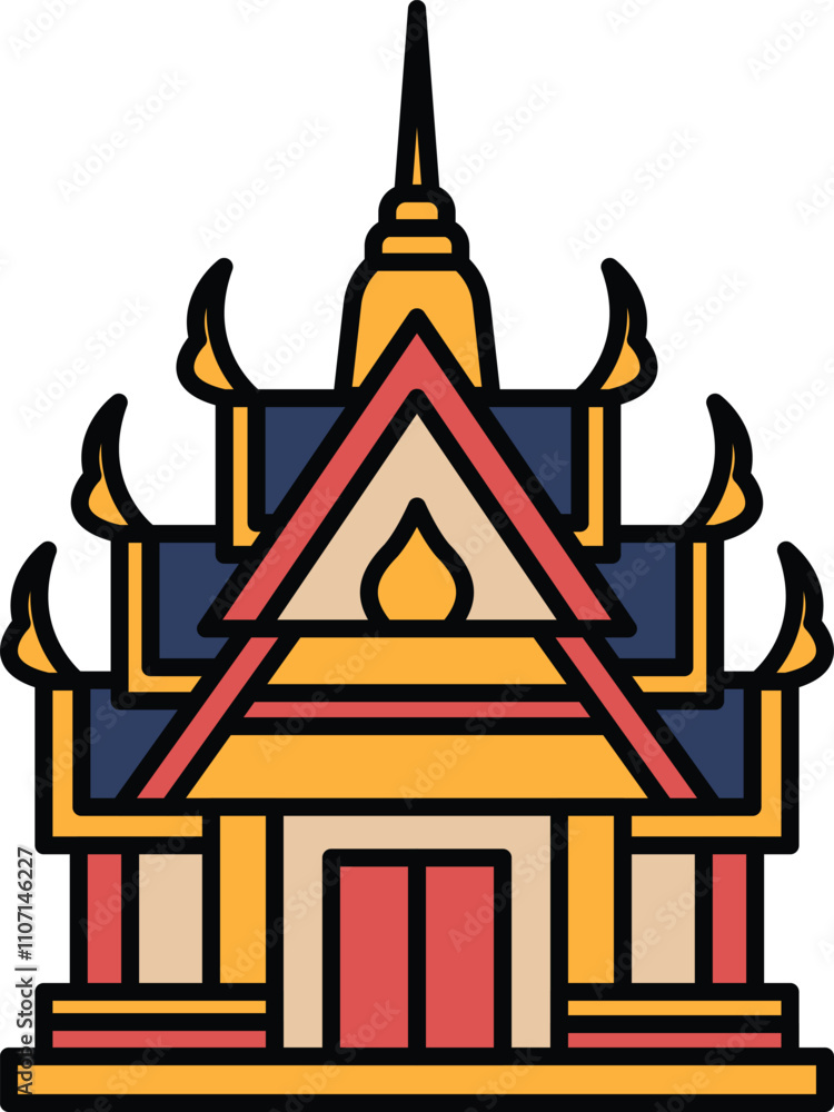 A building with a red roof and yellow trim A building with a red roof and yellow trim