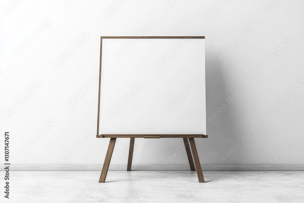 Blank wooden easel with a white background. Blank wooden easel with a white background.