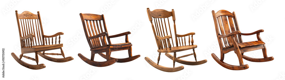 Wooden Rocking Chairs on Transparent Background Wooden Rocking Chairs on Transparent Background