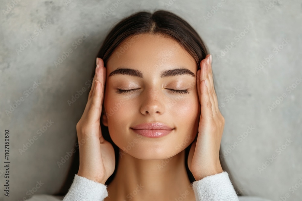 Young woman practices mindfulness and relaxation techniques in a serene indoor setting Young woman practices mindfulness and relaxation techniques in a serene indoor setting