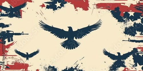 A patriotic border design with military symbols, ready to enhance Veterans Day flyers or banners.