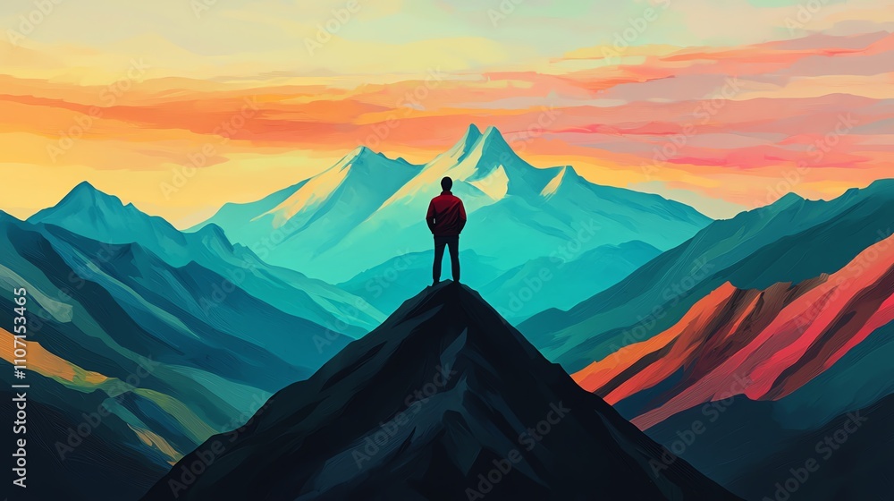 Balance Chronic Prevention A person stands on a mountain peak overlooking a vast