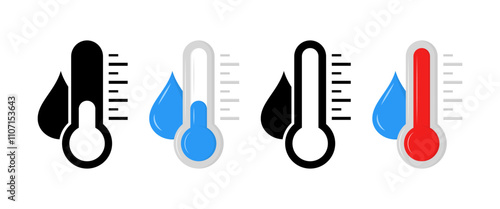 Wetness Indicator Icon Set. Silhouette & Flat Style. Vector icons