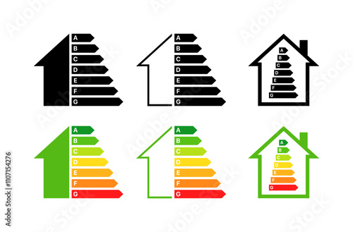 Indicator House Icon Set. Flat & Silhouette Style. Vector icons