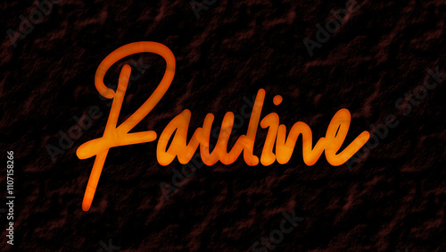 3D fire text effect of name Pauline on dark background.