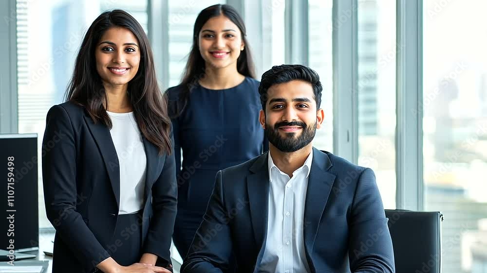 Professional Indian and Asian Business Team in Modern Workspace Professional Indian and Asian Business Team in Modern Workspace