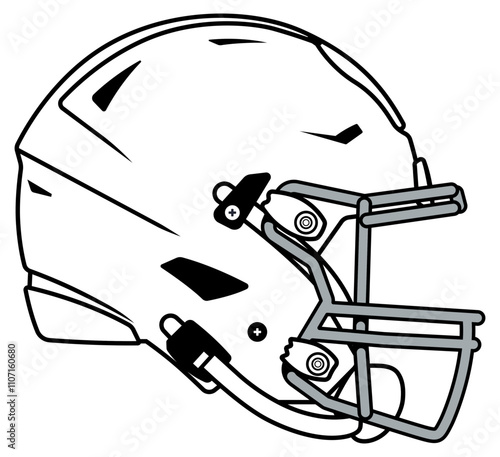 American football helmet in white with gray face mask