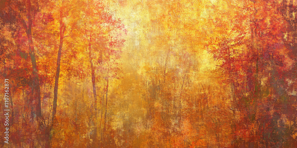 A panoramic view of a golden autumn forest with trees ablaze in shades of red, orange, and yellow. The soft light filters through the leaves, creating a warm, cozy ambiance. A panoramic view of a golden autumn forest with trees ablaze in shades of red, orange, and yellow. The soft light filters through the leaves, creating a warm, cozy ambiance.