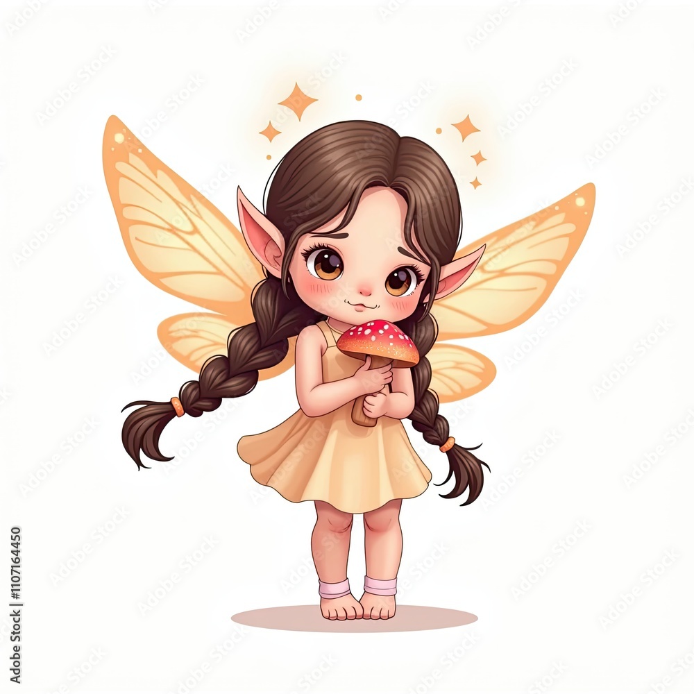 Cartoon fairy clipart with yellow wings and brown hair, exuding charm and innocence. Cartoon fairy clipart with yellow wings and brown hair, exuding charm and innocence.