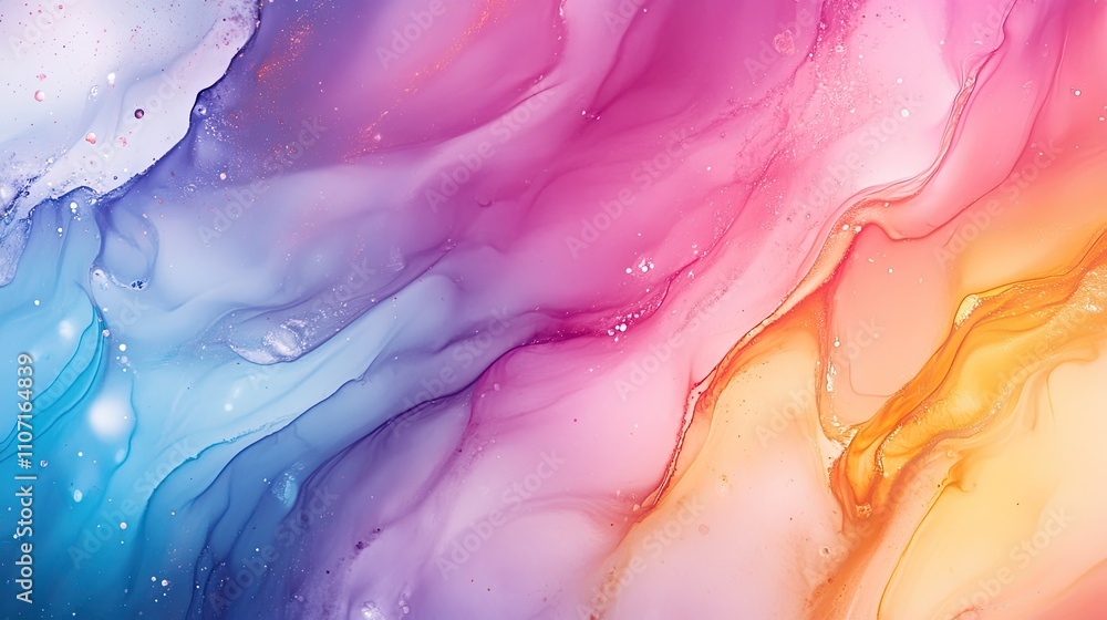 Obraz premium A vibrant abstract artwork showcasing fluid waves in pink, blue, and orange hues.