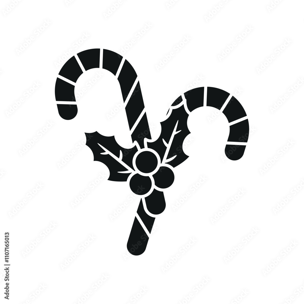 Candy cane icon features clean lines and elegance enhancing any digital concept Candy cane icon features clean lines and elegance enhancing any digital concept