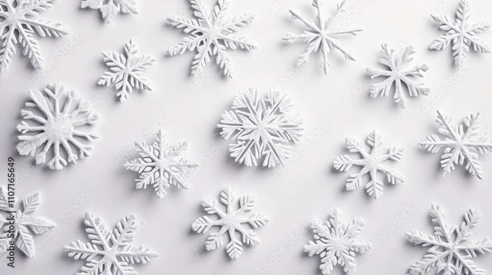 Frozen-themed 3D snowflake designs placed randomly on a smooth white background, highlighting their unique patterns Frozen-themed 3D snowflake designs placed randomly on a smooth white background, highlighting their unique patterns