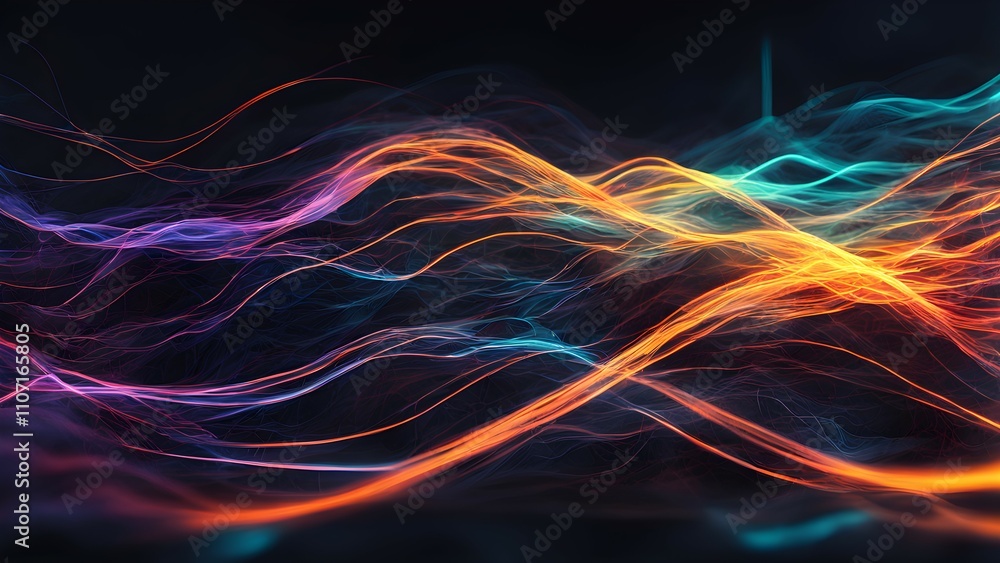 Fototapeta premium Abstract digital waves in vibrant colors creating a dynamic visual effect.