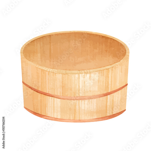 水彩手書きの桶のベクターイラスト