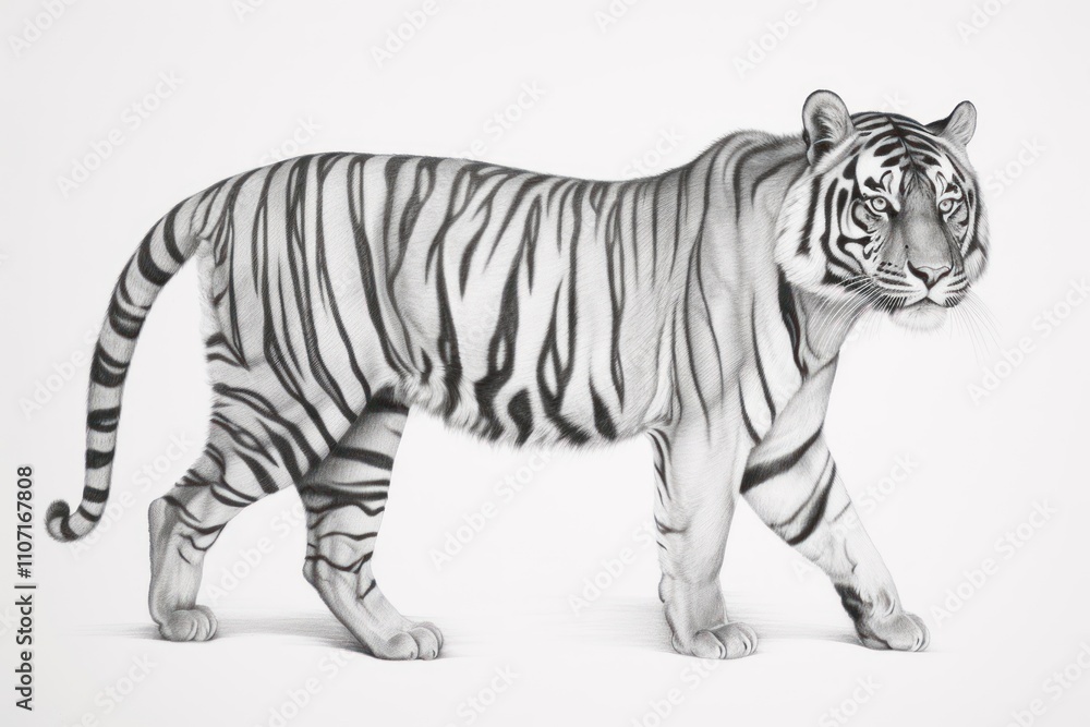 Fototapeta premium Tiger drawing sketch wildlife.
