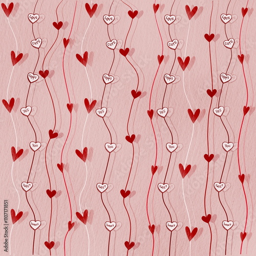 valentines day, hearts, love, stickers, red, pink, 14 February, red hearts, 14 February stickers, colored hearts, love letters, heart shaped, pattern, aesthetic, watercolor