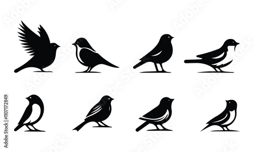 birds silhouettes set, birds icon silhouette vector.