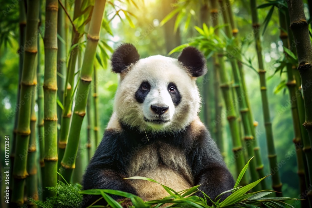 The Gentle Gaze of a Majestic Panda in a Serene Bamboo Forest, Capturing Nature's Beauty and Tranquility in Perfect Harmony with the Rule of Thirds Composition The Gentle Gaze of a Majestic Panda in a Serene Bamboo Forest, Capturing Nature's Beauty and Tranquility in Perfect Harmony with the Rule of Thirds Composition