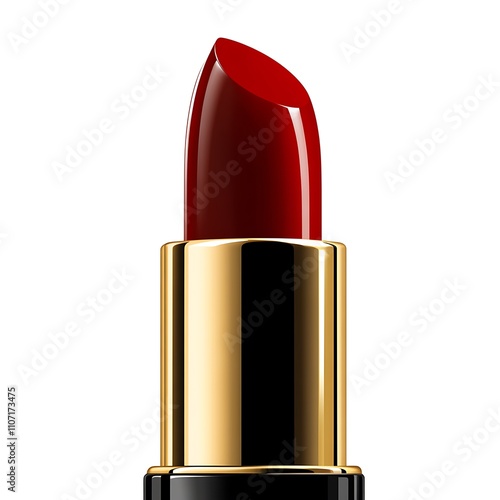 Luxurious red lipstick with golden packaging symbolizing beauty and elegance. photo