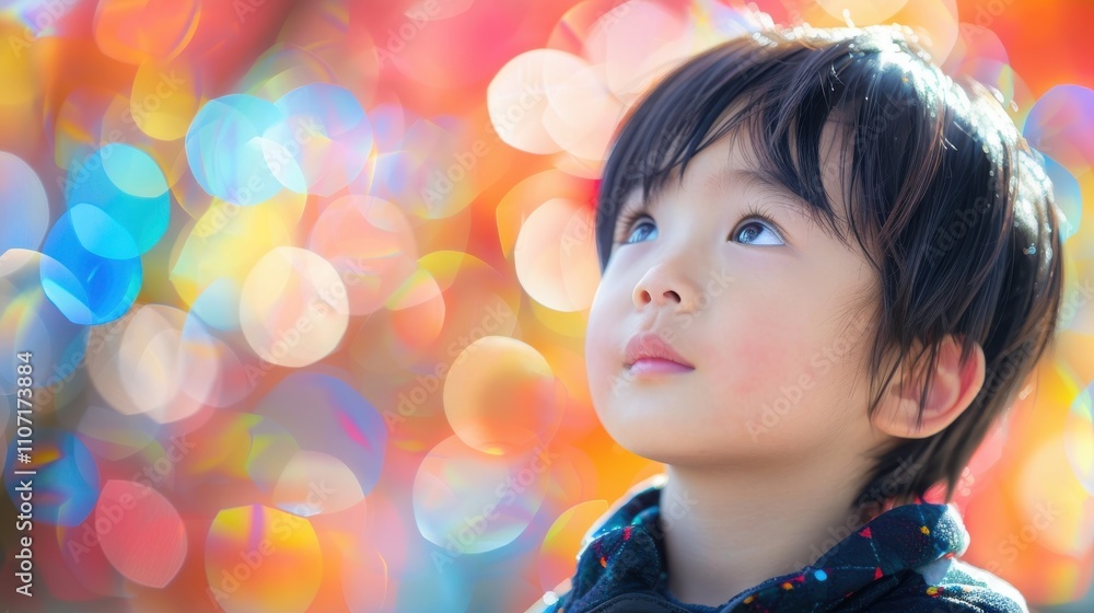 Against a backdrop of colors, an Asian student's thoughtful expression captures the essence of his educational exploration Against a backdrop of colors, an Asian student's thoughtful expression captures the essence of his educational exploration