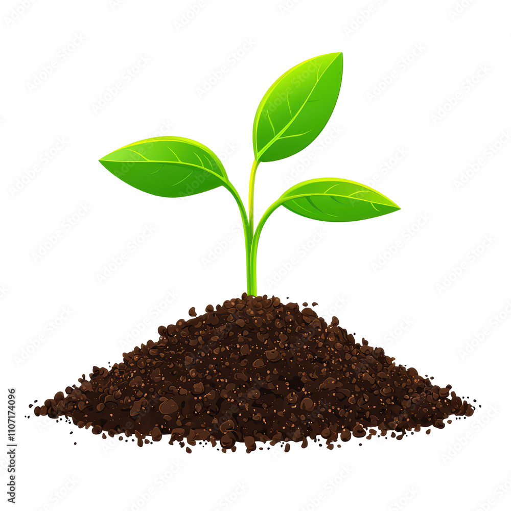green plant sprouting from rich brown soil, symbolizing growth and nature beauty. isolated on transparent background green plant sprouting from rich brown soil, symbolizing growth and nature beauty. isolated on transparent background