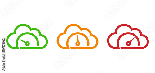 Air quality index, AQI icon set - Good, Moderate, Unhealthy