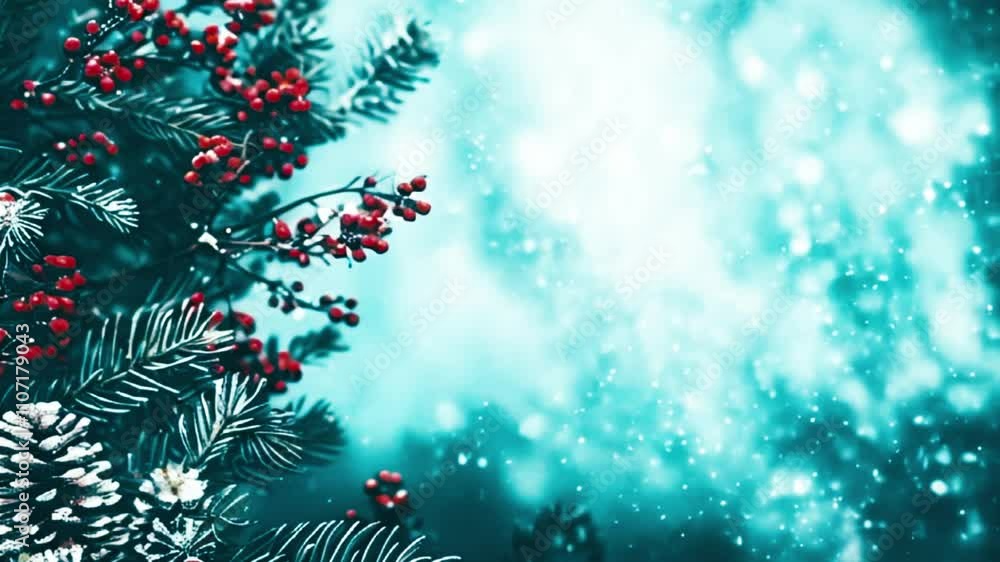 Beautiful Christmas greeting card with winter holiday composition