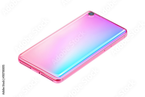 sleek pink smartphone with gradient design, showcasing modern technology and style. Perfect for tech enthusiasts and fashion forward individuals. isolated on transparent background