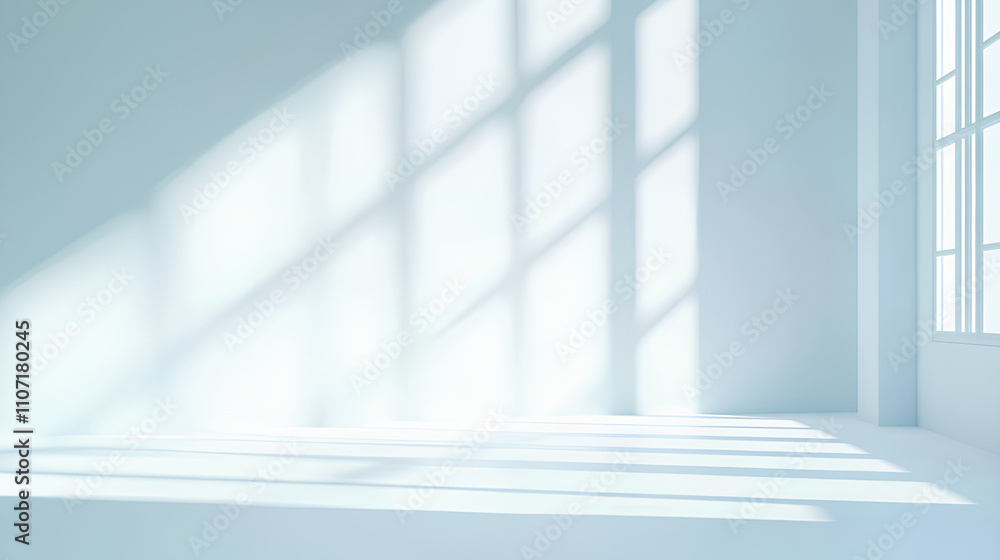 Abstract white studio room with light and shadow from window background for product display presentation Abstract white studio room with light and shadow from window background for product display presentation