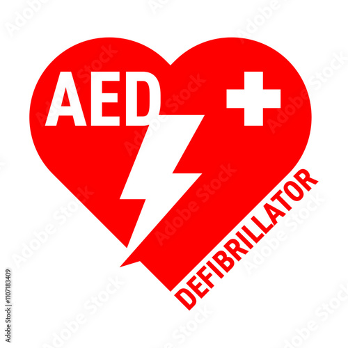 AED automated external defibrillator - flat emblem