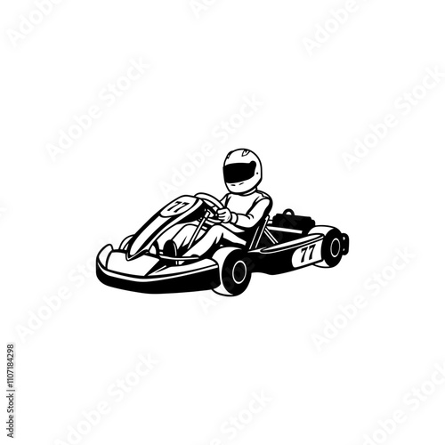 Go kart icon silhouette vector, go-kart silhouette, racing go-kart silhouette