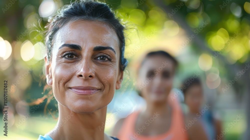Two women in a park smiling and running together. Two women in a park smiling and running together.