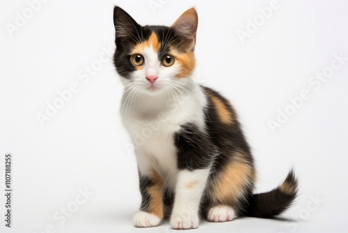 A baby calico cat mammal animal kitten.