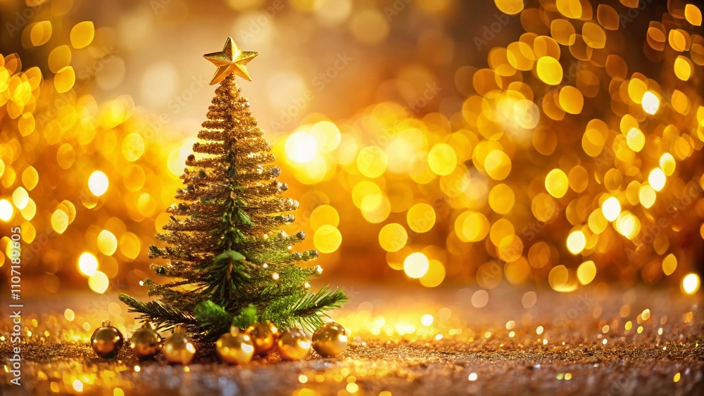 Unique Tilt-Shift Photography of a Stunning Golden Christmas Tree Isolated Against a Softly Blurred Background, Capturing the Magic of the Holiday Season in a Whimsical Way Unique Tilt-Shift Photography of a Stunning Golden Christmas Tree Isolated Against a Softly Blurred Background, Capturing the Magic of the Holiday Season in a Whimsical Way