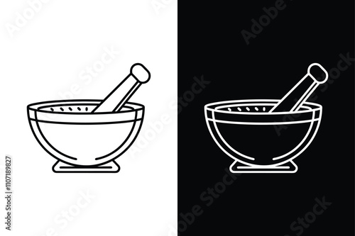 Mortar and pestle flat icon vector on White Background Vector Art Illustration on white background.