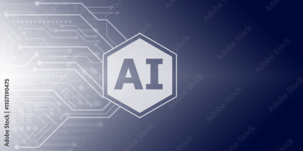 Blur ai technology concept. Circuit lines overlapping on dark blue background and glowing Blur ai technology concept. Circuit lines overlapping on dark blue background and glowing