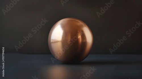 Smooth copper sphere placed on a black surface.