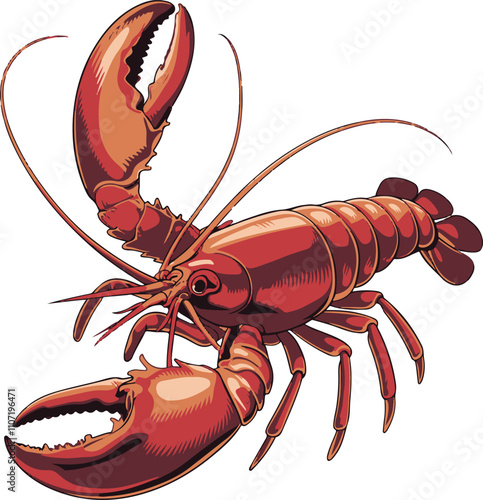 Vector illustration sea ocean lobster seafood, crustacean, cooked, gourmet
