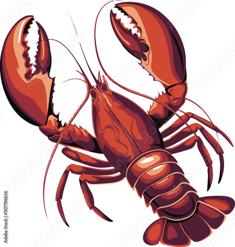 Vector illustration sea ocean lobster seafood food isolated 