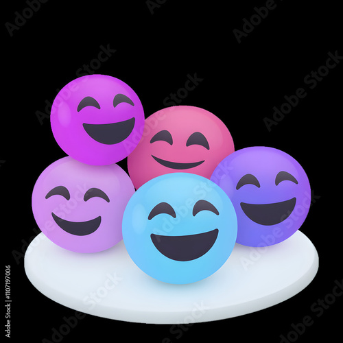 Express Yourself: Popular Happy Emoticons Smiley High-quality Emojis. Generative AI.