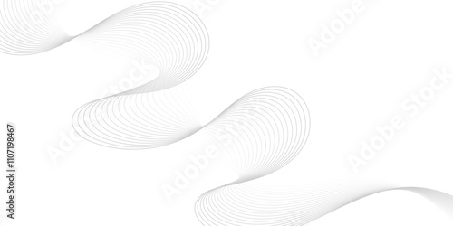 Abstract gray wave dynamic curve lines on transparent background with flowing particles. Digital energy waves technology concept. Modern backdrop design for business, presentation, banner.