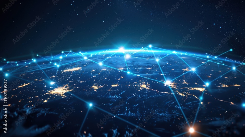 Earth with digital lines illustrating global networks and blockchain Earth with digital lines illustrating global networks and blockchain
