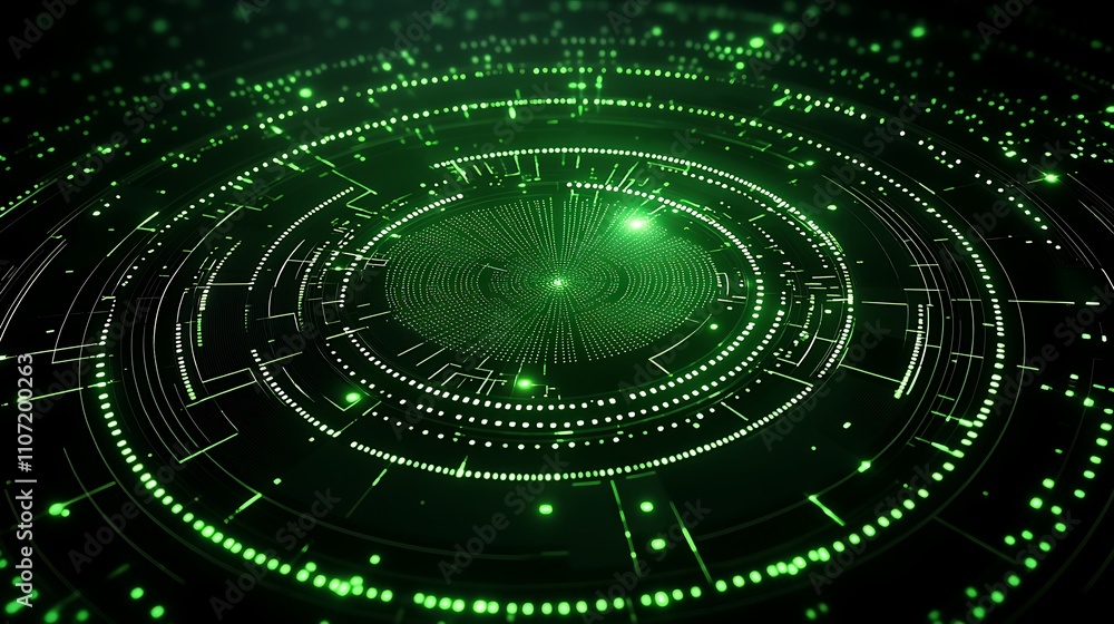 Obraz premium Abstract Green Technology Background with Circuits and Data Patterns for Digital Designs and Concepts